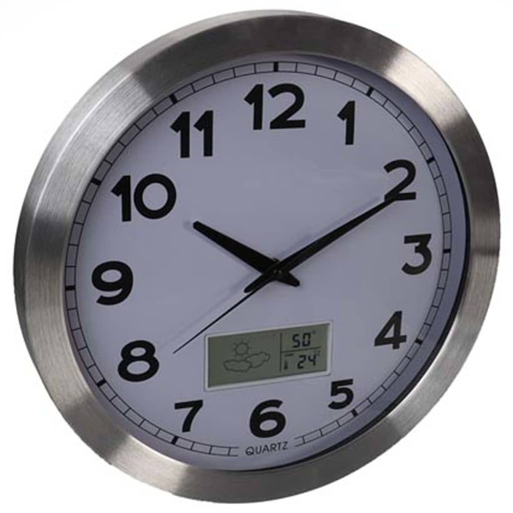 Perel Wall Clock 35 cm White and Sliver