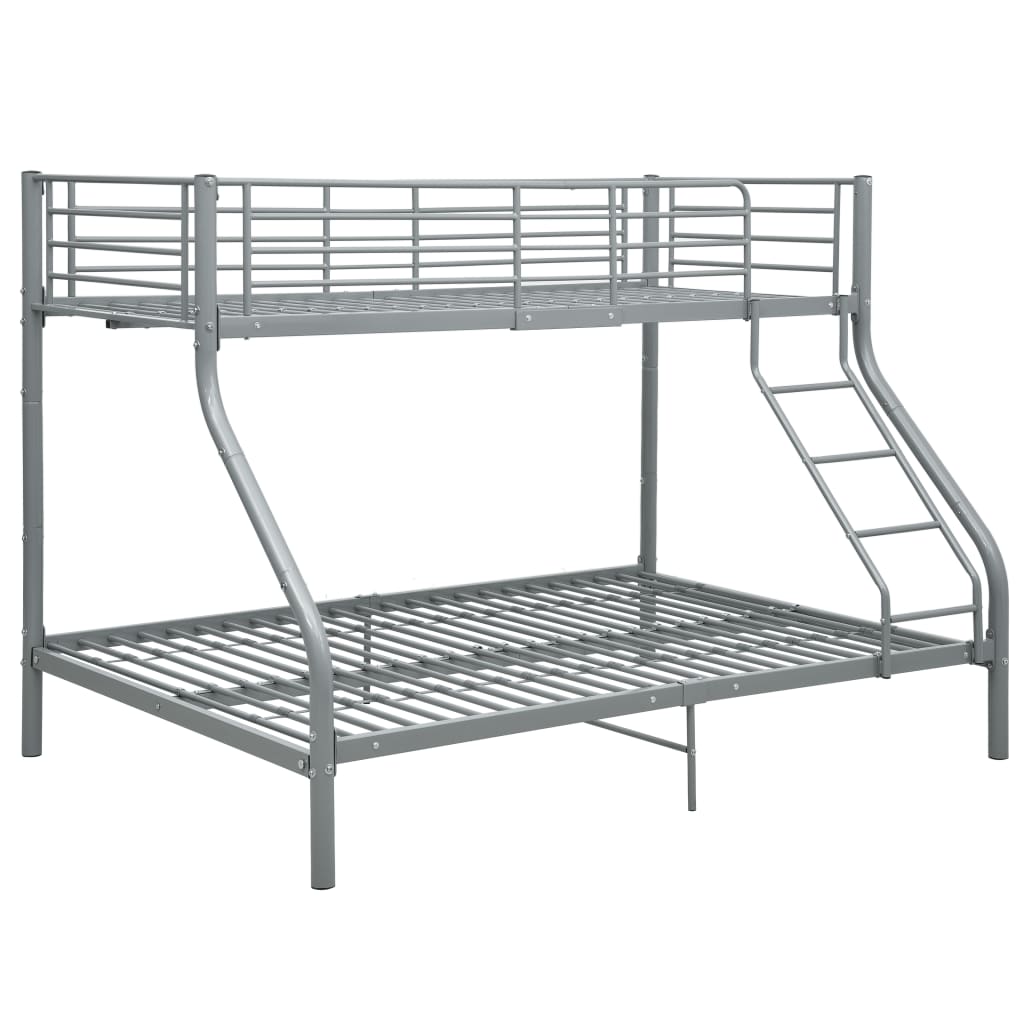 vidaXL Bunk Bed Frame Grey Metal 140x200 cm/90x200 cm