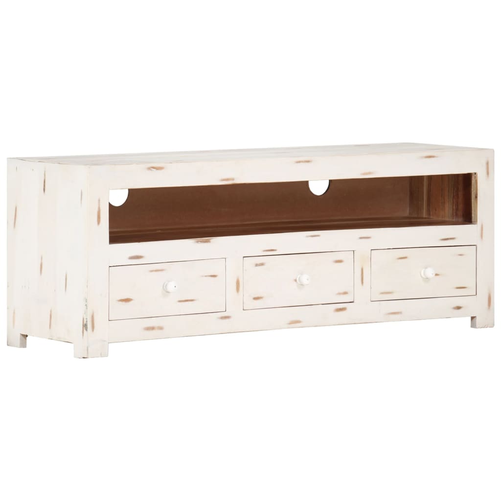 vidaXL TV Cabinet Solid Wood Acacia 110x30x40 cm White