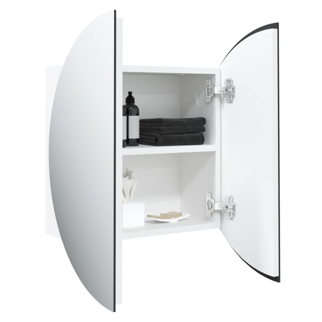 vidaXL Bathroom Cabinet with Round Mirror&LED White 47x47x17.5 cm