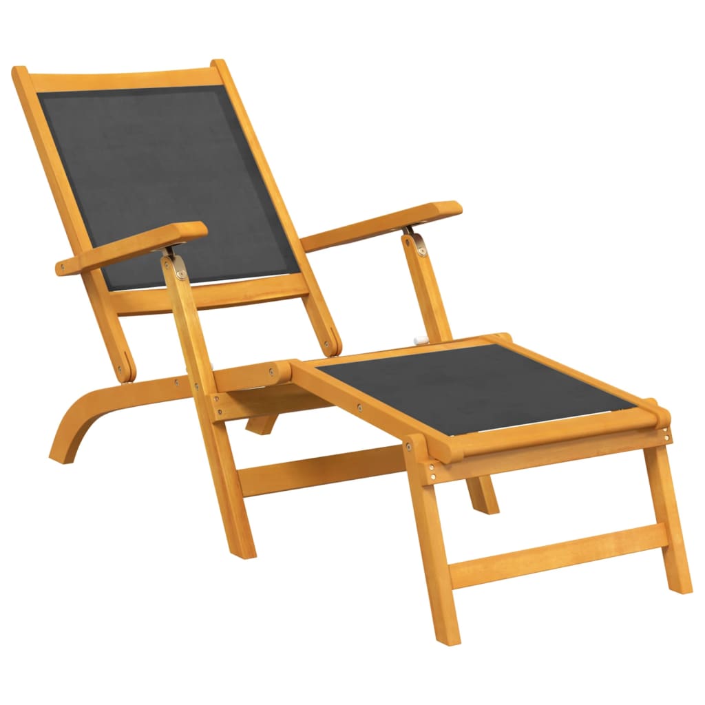 vidaXL Outdoor Deck Chairs 2 pcs Solid Wood Acacia and Textilene