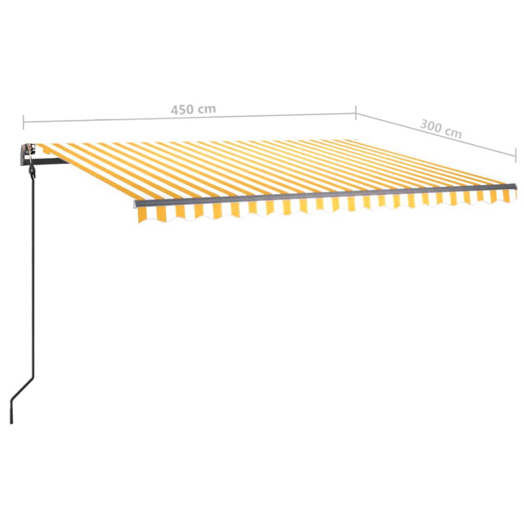 vidaXL Automatic Awning with LED & Wind Sensor 4.5x3 m Yellow & White