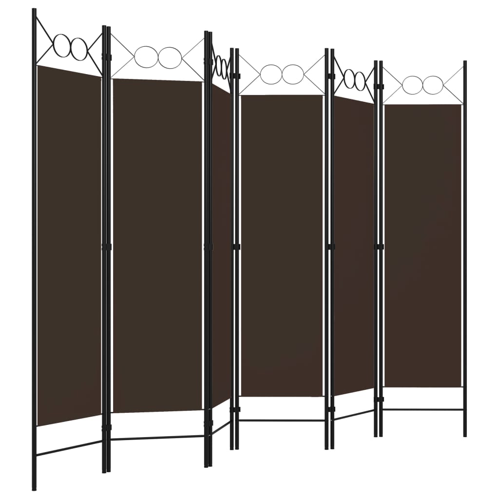 vidaXL 6-Panel Room Divider Brown 240x180 cm