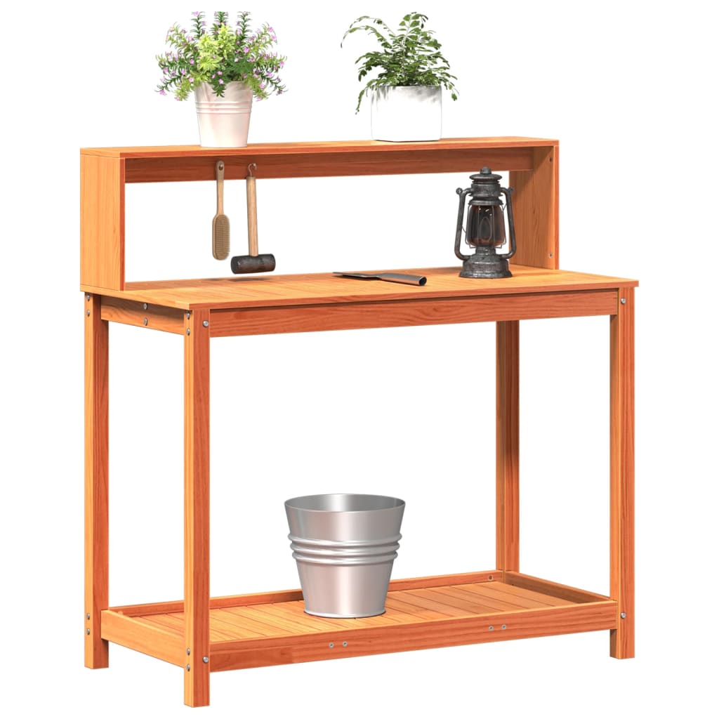 vidaXL Potting Table with Shelves Brown 108x50x109.5 cm Solid Wood Pine