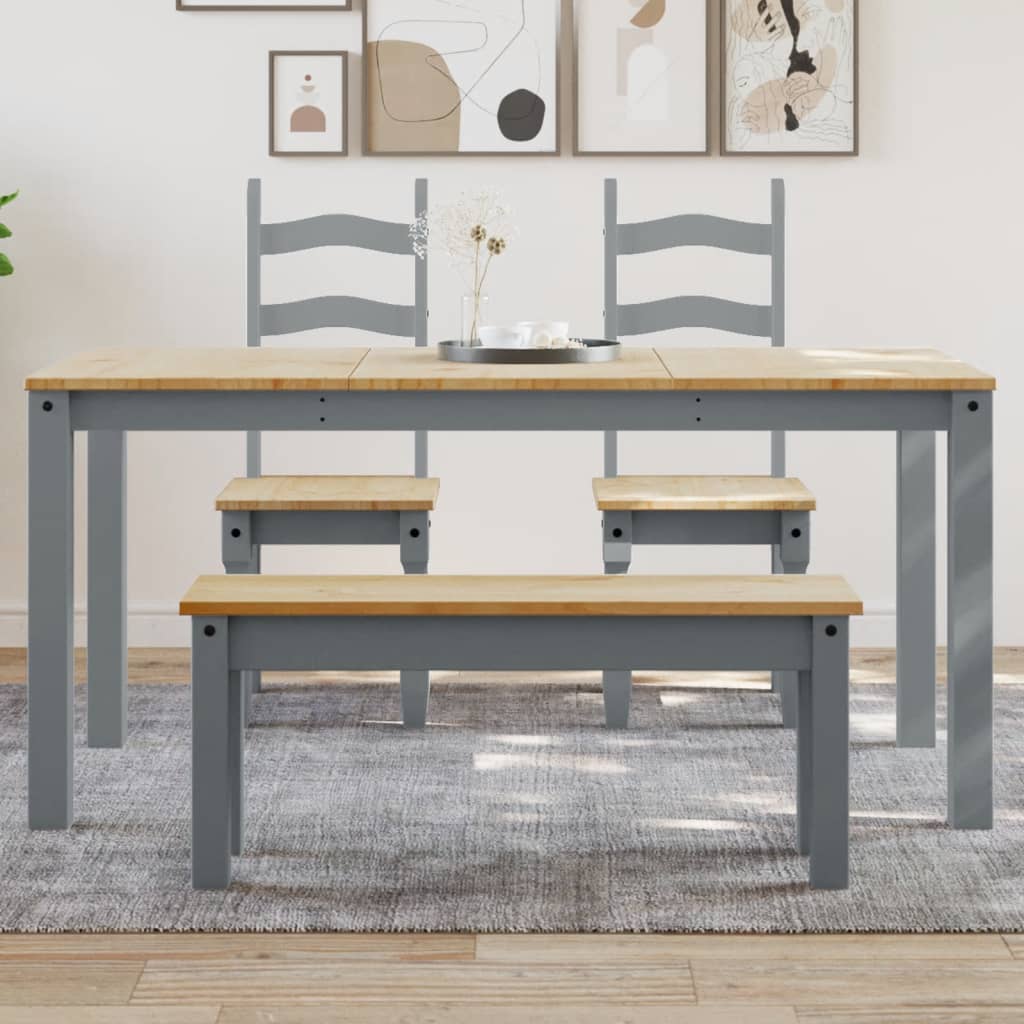 vidaXL Dining Table Panama Grey 160x80x75 cm Solid Wood Pine