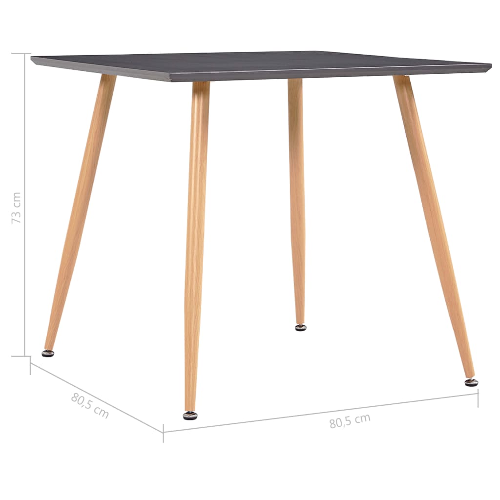 vidaXL Dining Table Grey and Oak 80.5x80.5x73 cm MDF