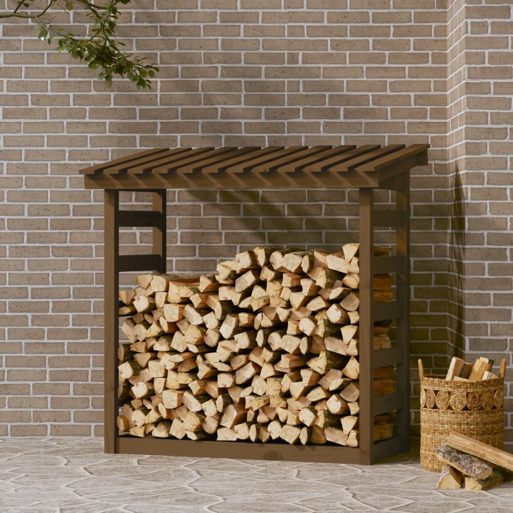 vidaXL Firewood Rack Honey Brown 108x64.5x110 cm Solid Wood Pine