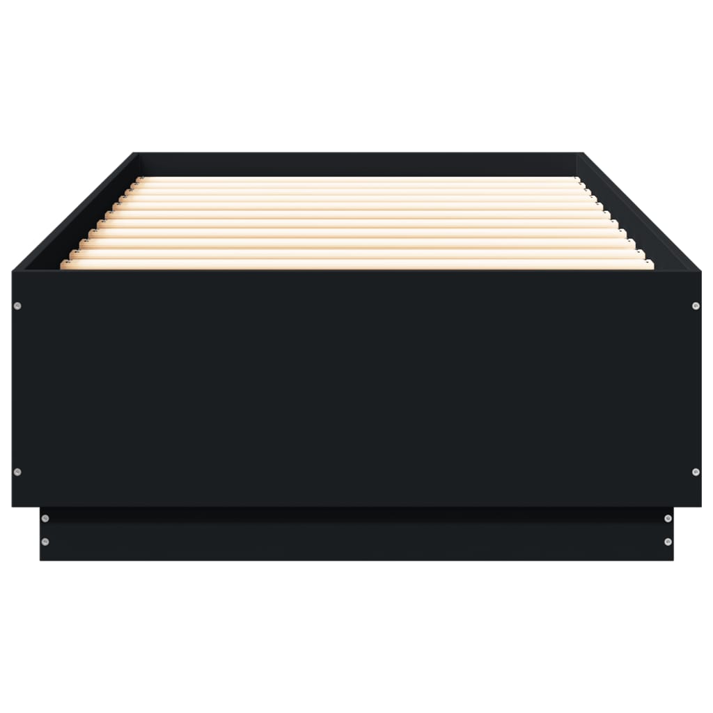 vidaXL Bed Frame with LED Lights Black 100x200 cm Engineered Wood