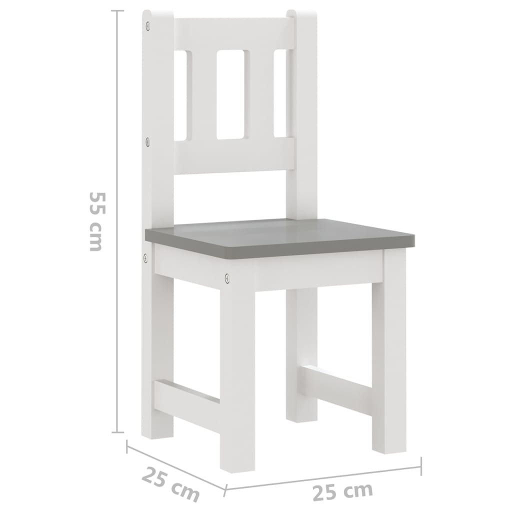 vidaXL 4 Piece Children Table and Chair Set White and Grey MDF