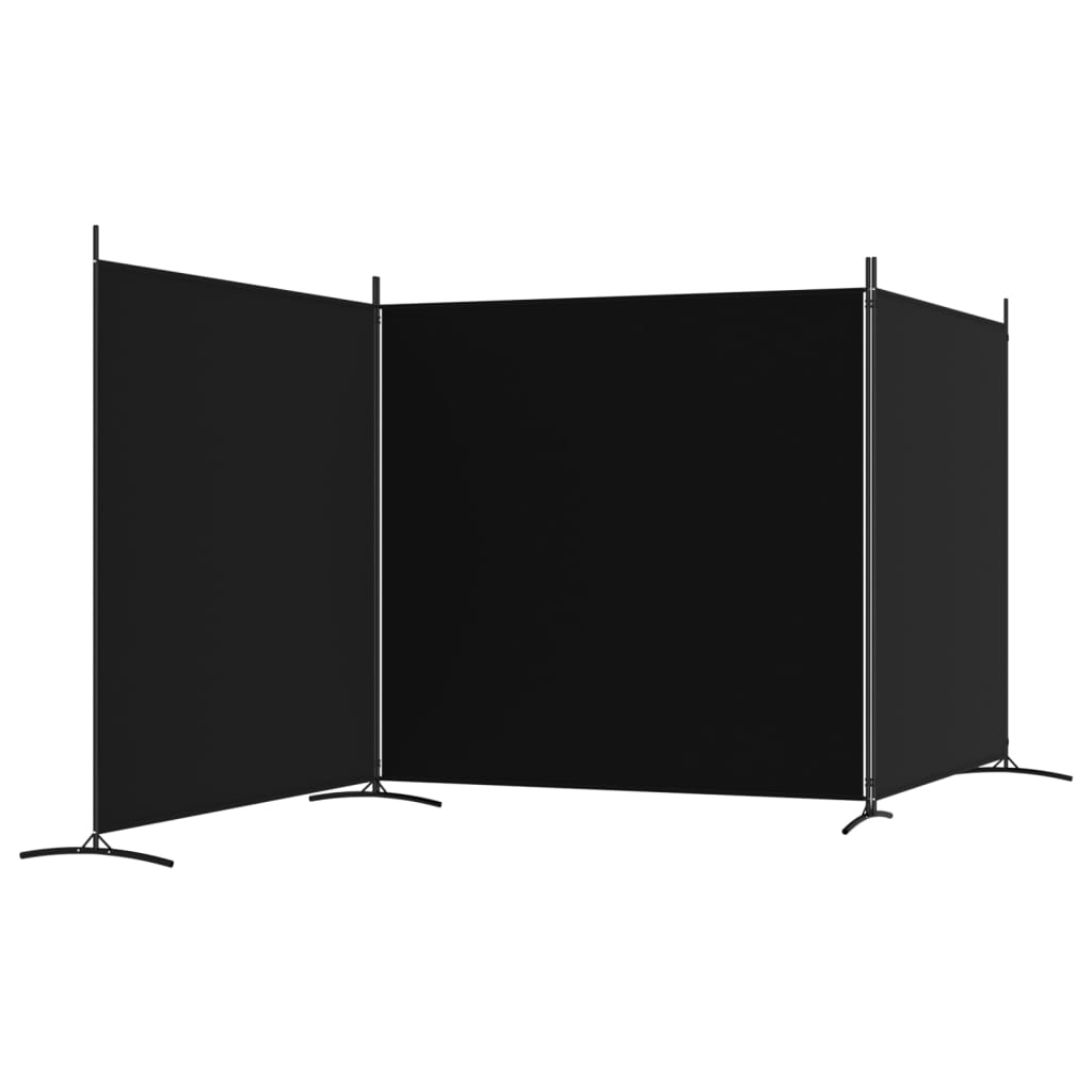 vidaXL 3-Panel Room Divider Black 525x180 cm Fabric
