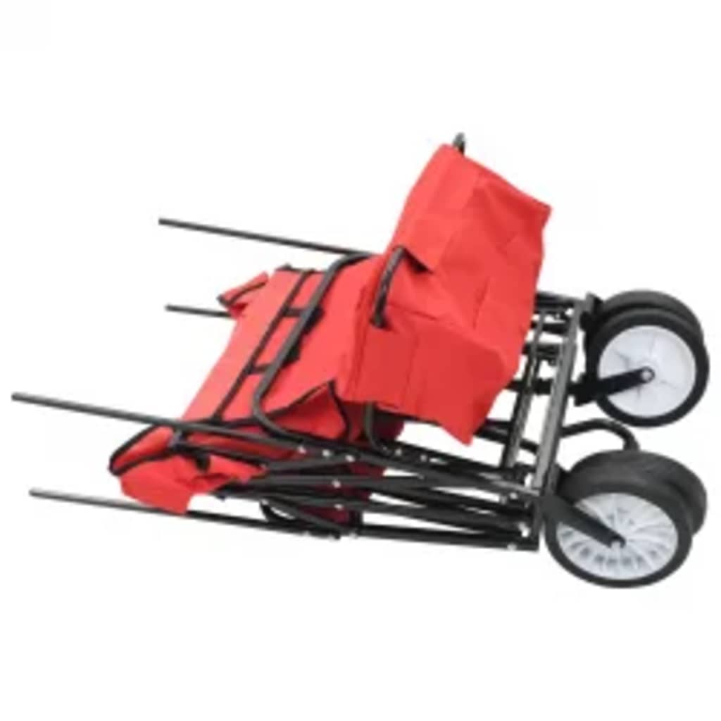 vidaXL Folding Hand Trolley with Canopy Steel Red