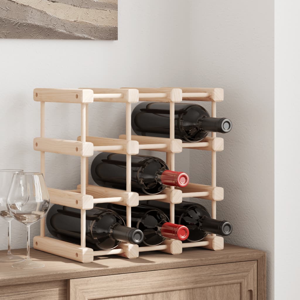 vidaXL Wine Rack for 12 Bottles 36x23x36 cm Solid Wood Pine