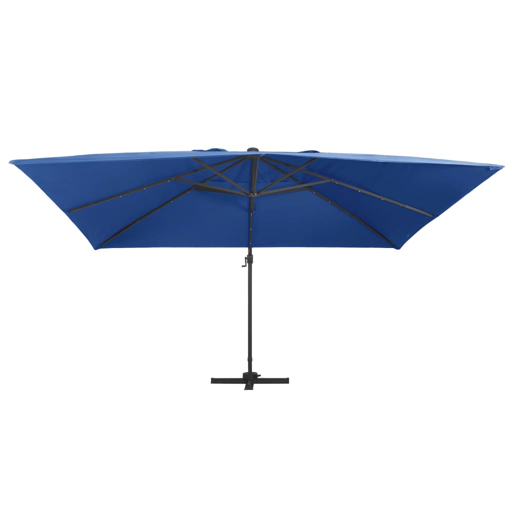 vidaXL Cantilever Umbrella with LED Lights and Aluminium Pole 400x300 cm Azure blue