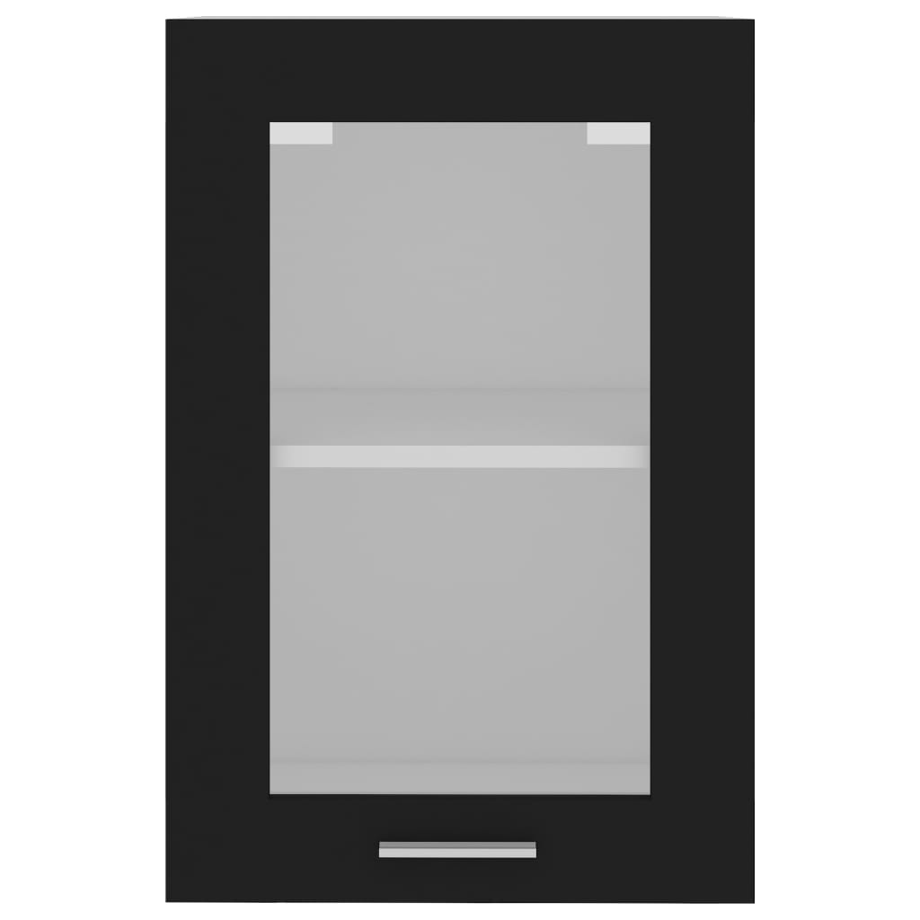 vidaXL Hanging Glass Cabinet Black 40x31x60 cm Engineered Wood