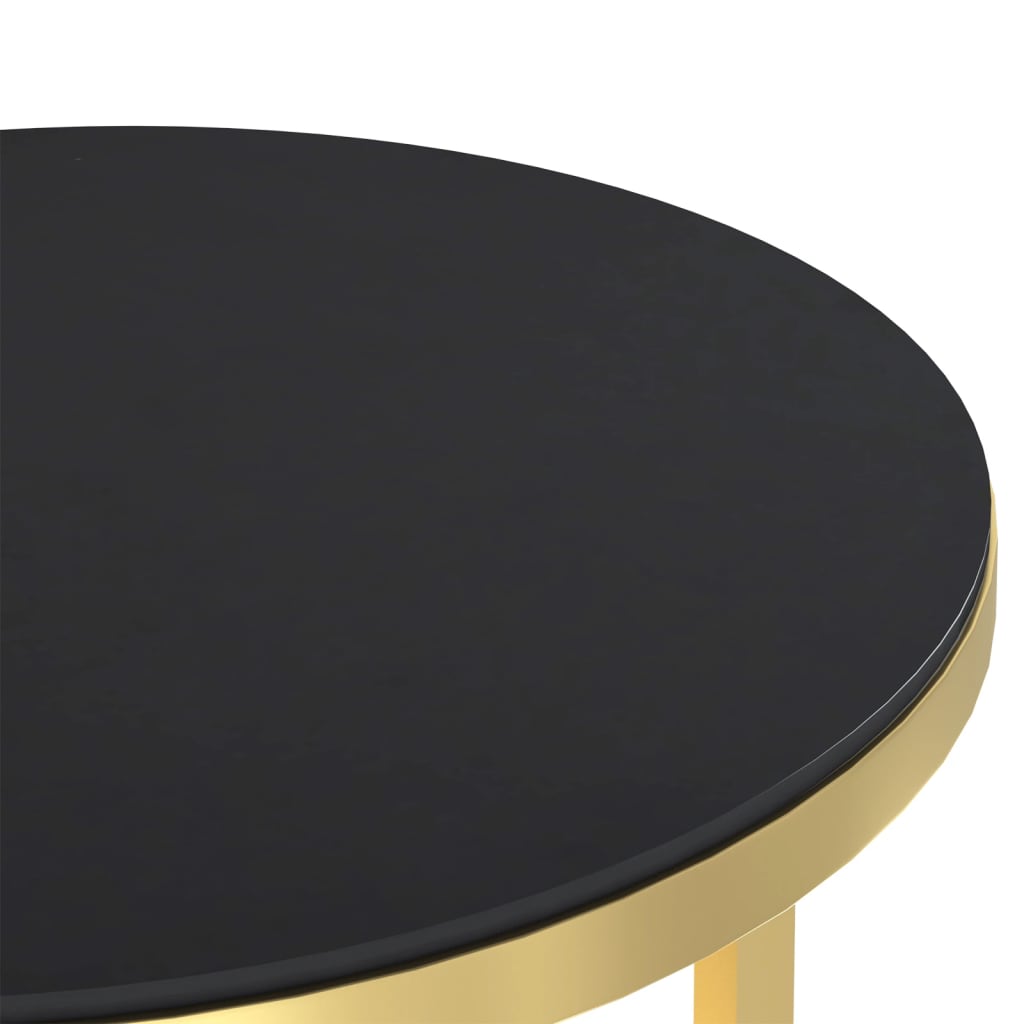 vidaXL Side Table Gold and Black 45 cm Tempered Glass