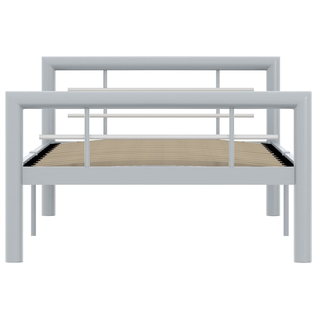 vidaXL Bed Frame Grey and White Metal 90x200 cm