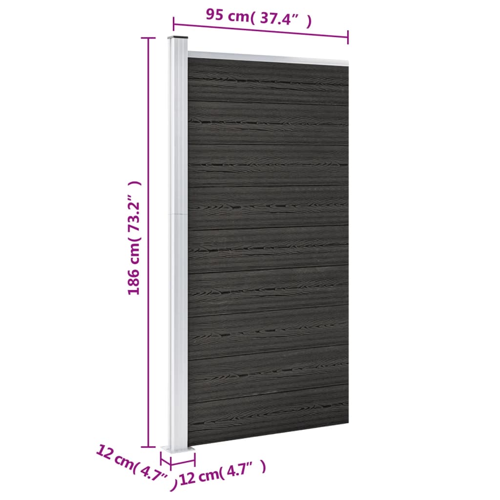 vidaXL Fence Panel WPC 95x186 cm Grey
