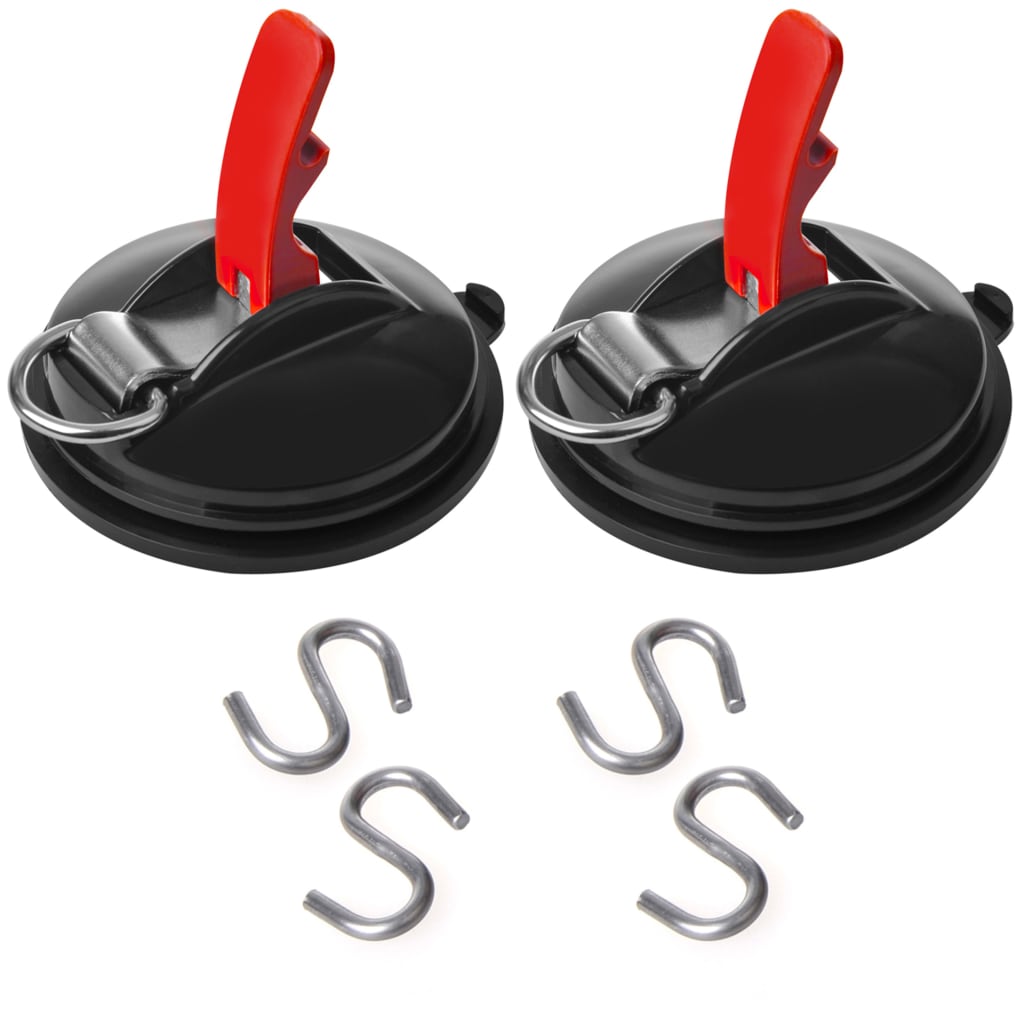 ProPlus 2 pcs Suction Cup Fasteners with Rings and 4 S-hooks