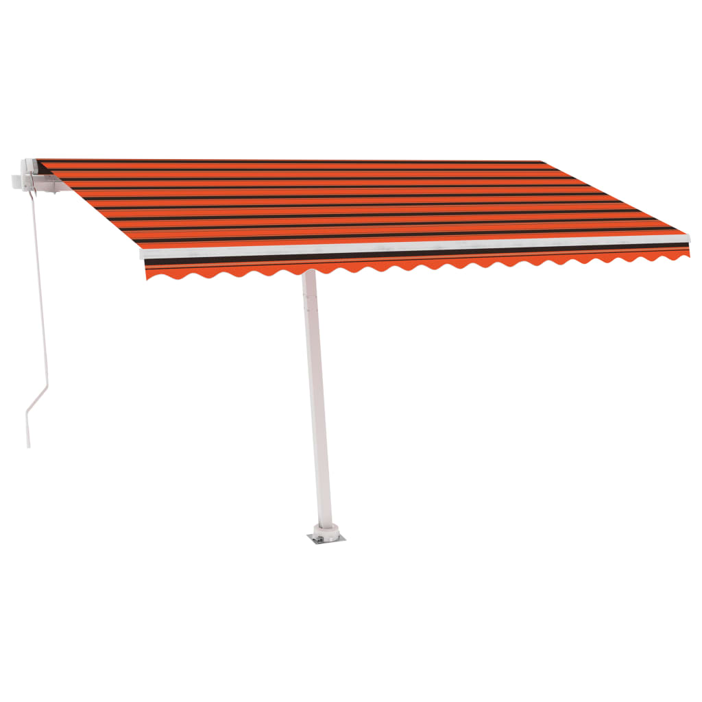vidaXL Manual Retractable Awning with LED 400x300 cm Orange and Brown