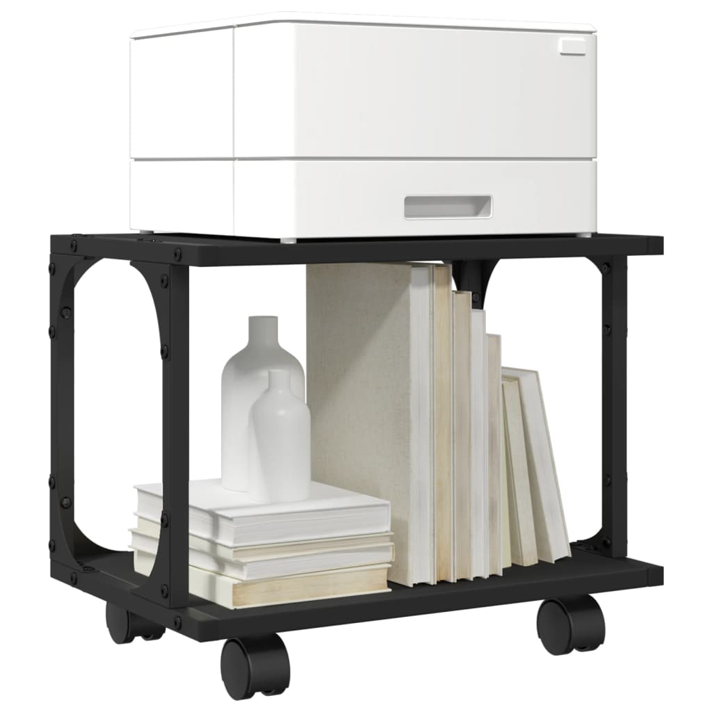 vidaXL Printer Stand 2-Tier Black 41x28x33.5 cm Engineered Wood