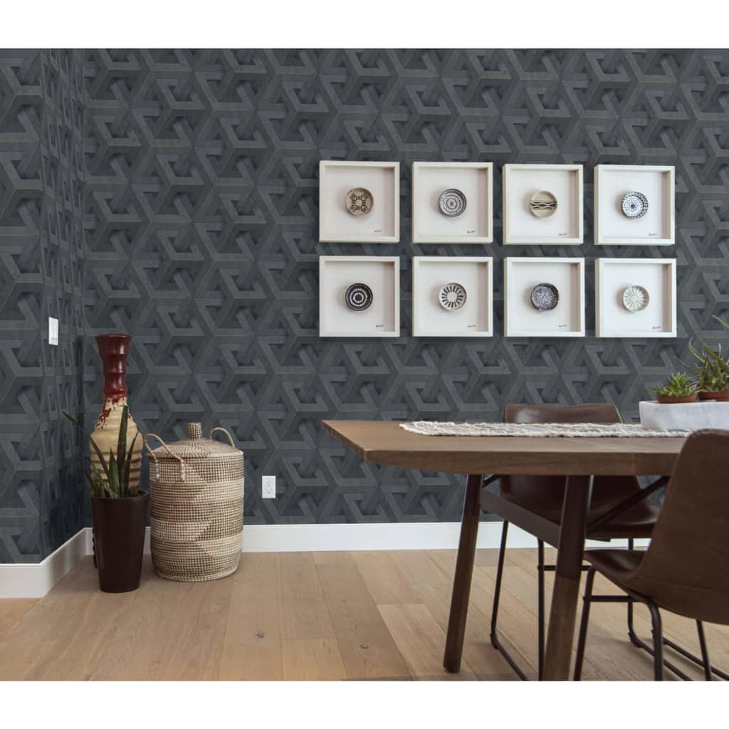 DUTCH WALLCOVERINGS Wallpaper Onyx Anthracite and Gold