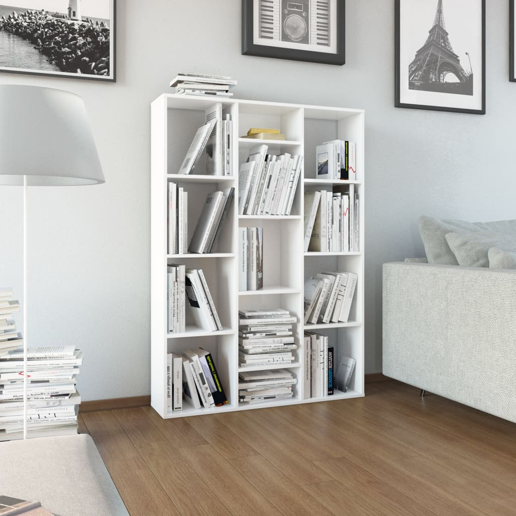 vidaXL Room Divider/Book Cabinet High Gloss White 100x24x140 cm Chipboard