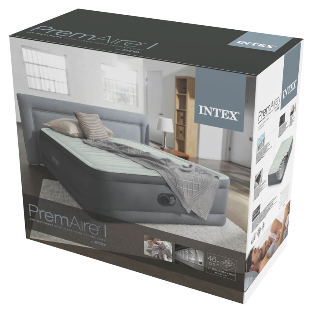 Intex Airbed PremAire White and Grey Queen Size 152x203x46 cm