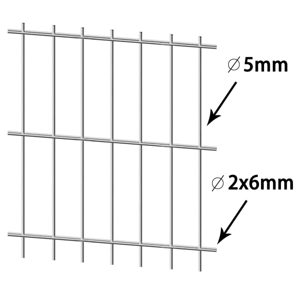 vidaXL 2D Garden Fence Panel & Posts 2008x830 mm 2 m Silver