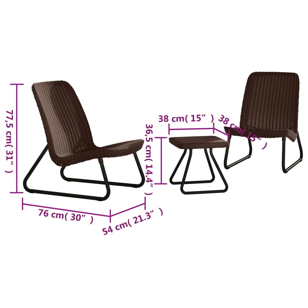Keter Patio Furniture Set 3 Pieces Rio Cappuccino 218157 vidaXL.co.uk