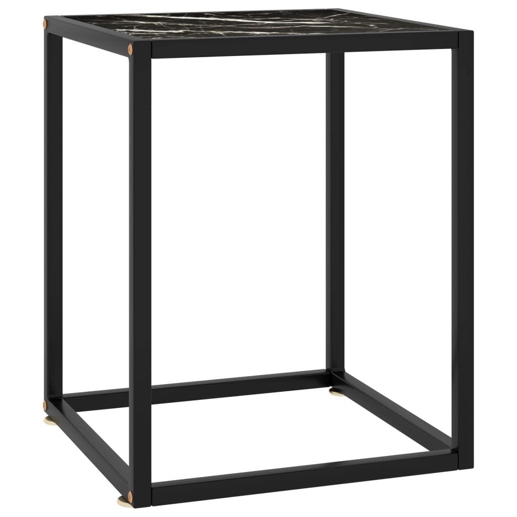 vidaXL Coffee Table Black with Black Marble Glass 40x40x50 cm