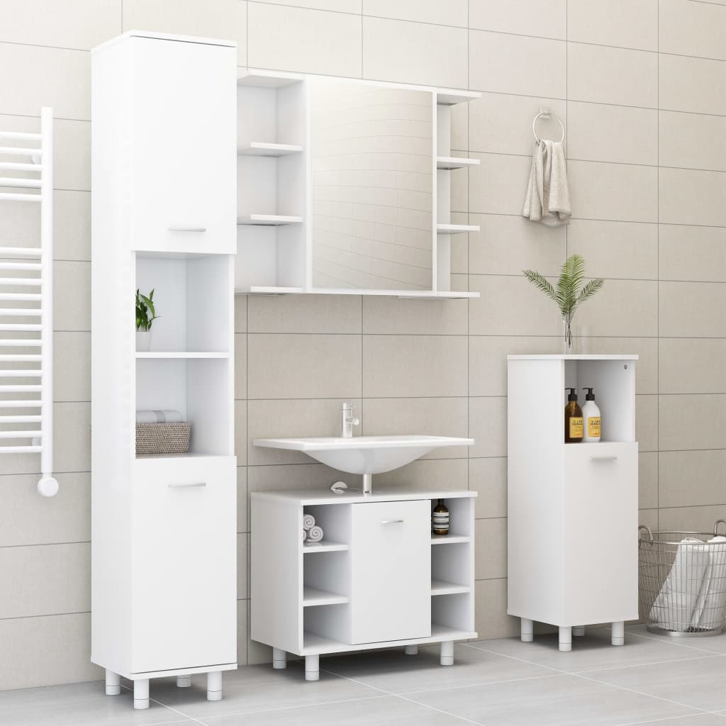 vidaXL Bathroom Mirror Cabinet White 80x20.5x64 cm Engineered Wood