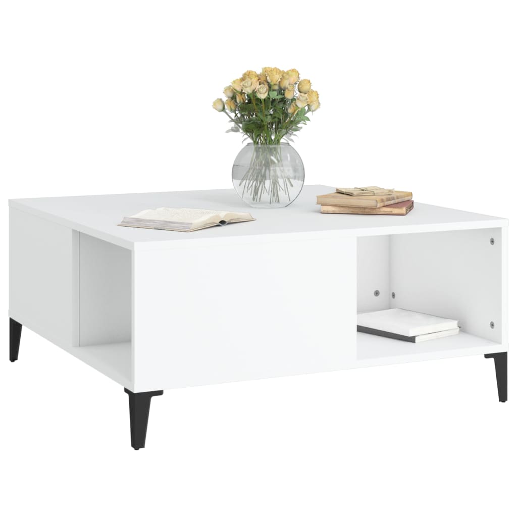 vidaXL Coffee Table White 80x80x36.5 cm Engineered Wood