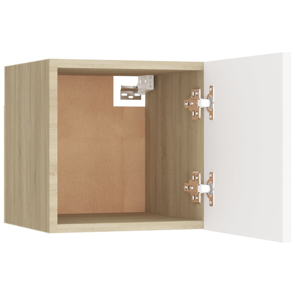 vidaXL Bedside Cabinet White and Sonoma Oak 30.5x30x30 cm Engineered Wood