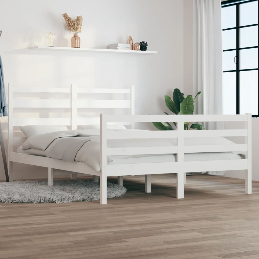 vidaXL Bed Frame Solid Wood Pine 160x200 cm White