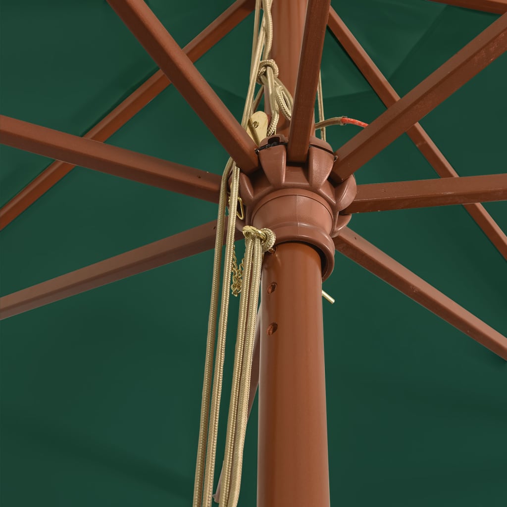 vidaXL Garden Parasol with Wooden Pole Green 400x273 cm