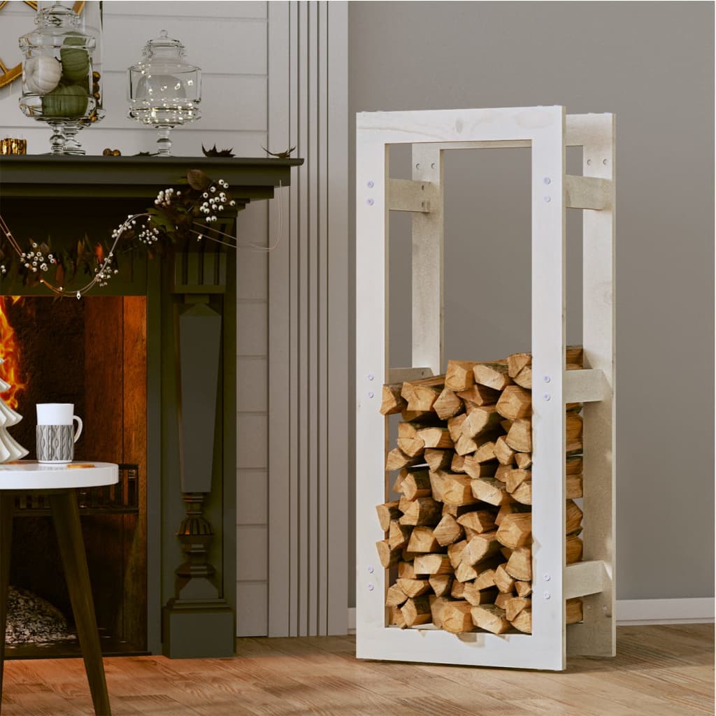 vidaXL Firewood Rack White 41x25x100 cm Solid Wood Pine