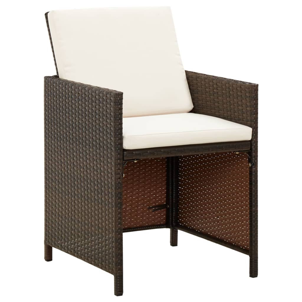 vidaXL Garden Dining Chairs with Cushions 4 pcs Brown Poly Rattan