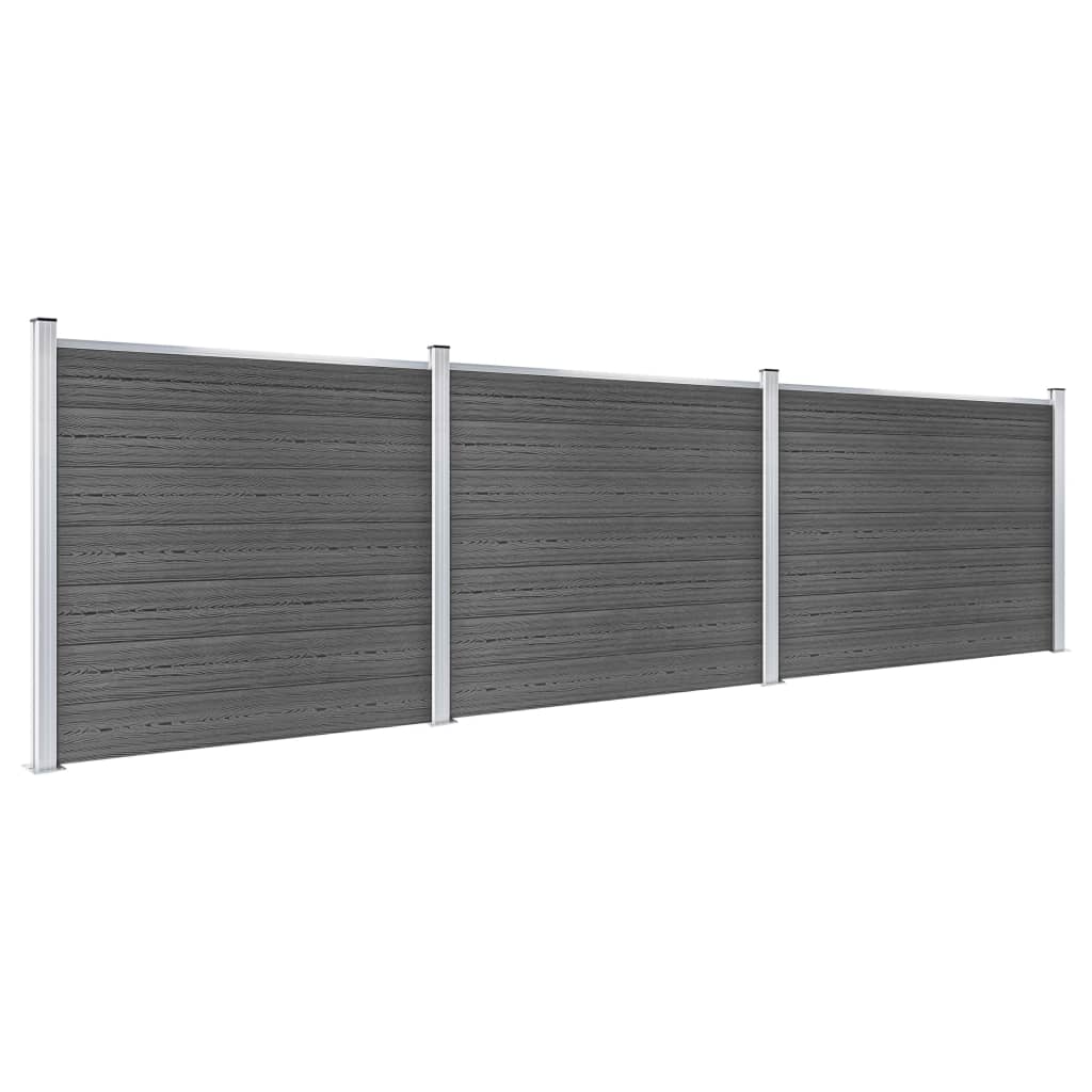 vidaXL Fence Panel Set WPC 526x146 cm Black