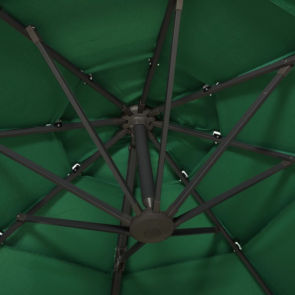 vidaXL 4-Tier Parasol with Aluminium Pole Green 3x3 m