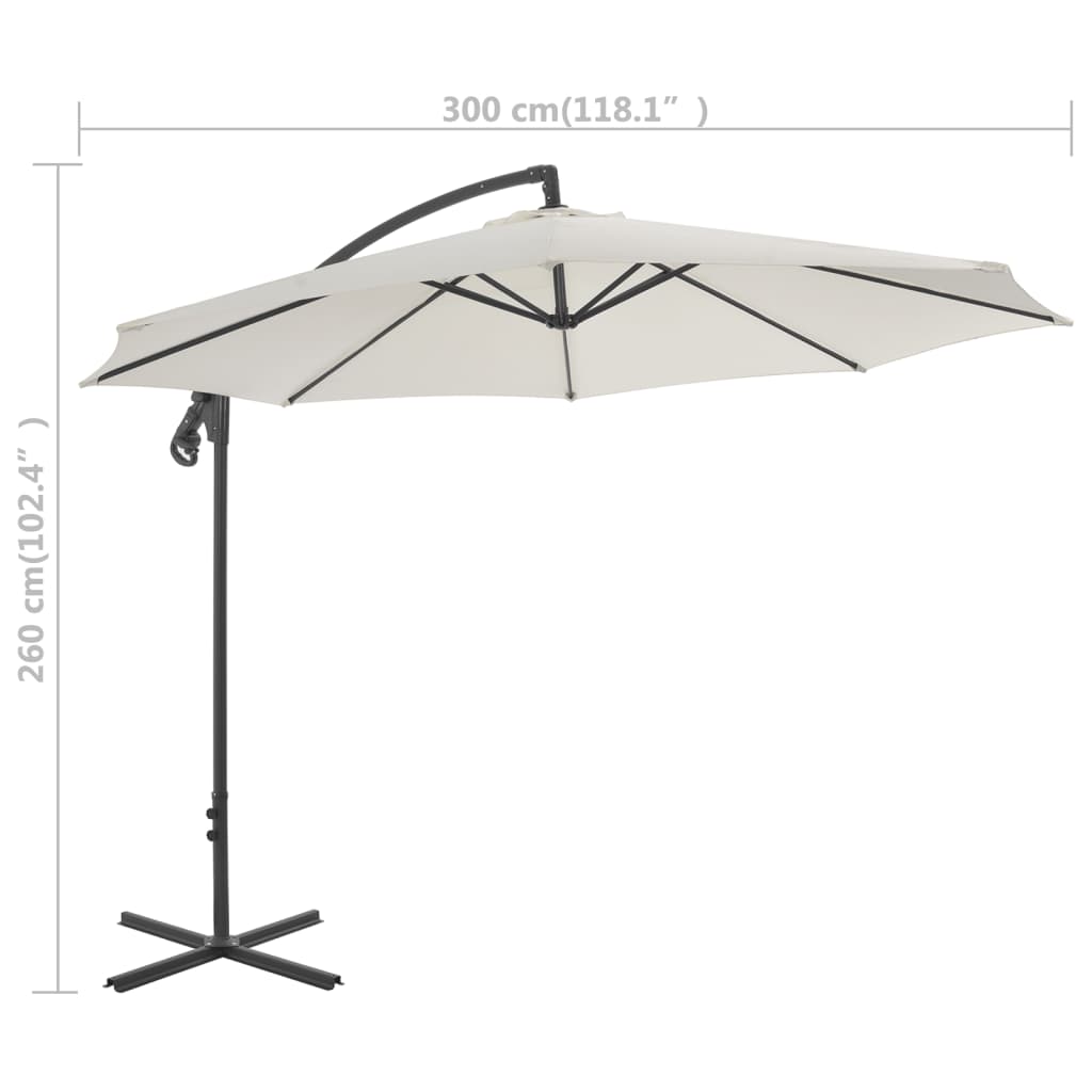 vidaXL Cantilever Umbrella with Steel Pole 300 cm Sand