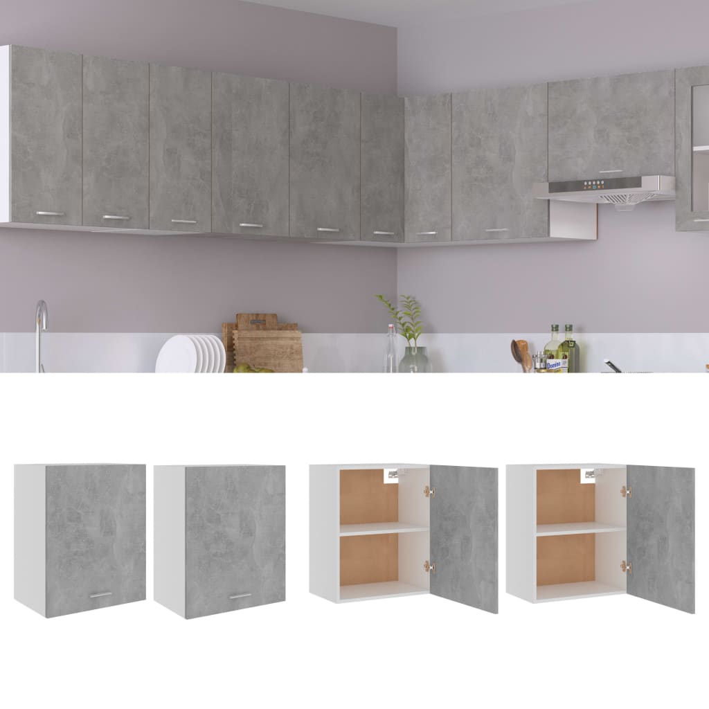 vidaXL Hanging Cabinets 2 pcs Concrete Grey 50x31x60 cm Engineered Wood