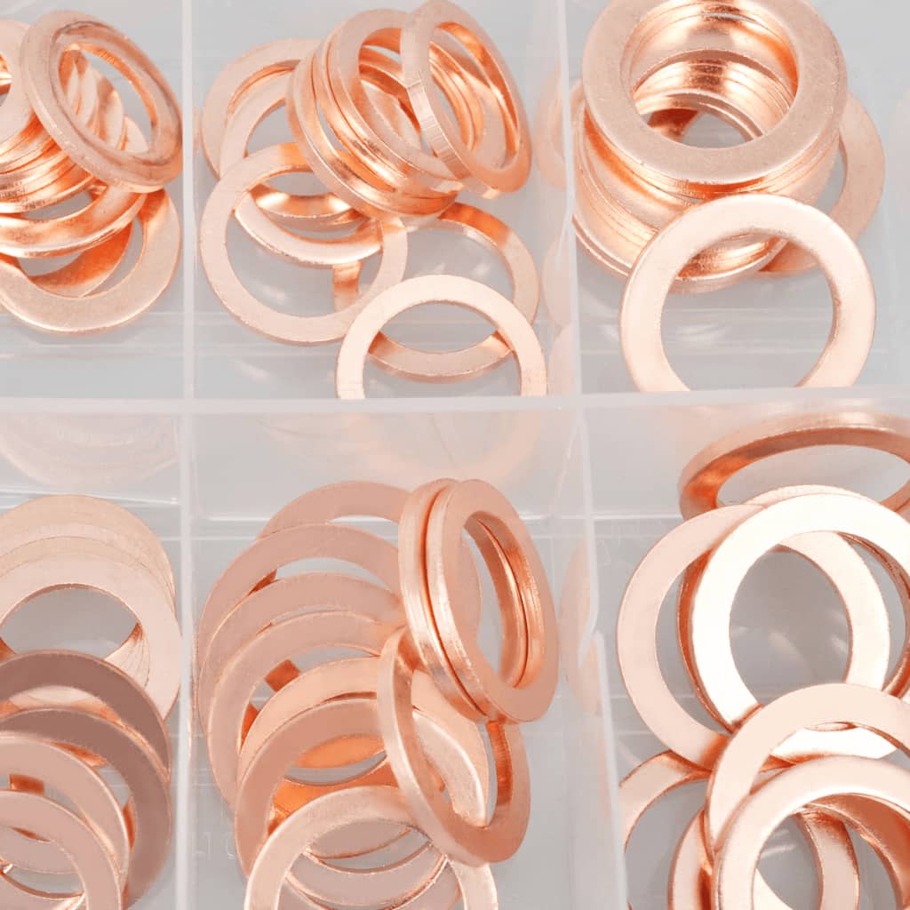 150 pcs Copper Washer Assortment Gasket Sealing Ring Kit O-Ring