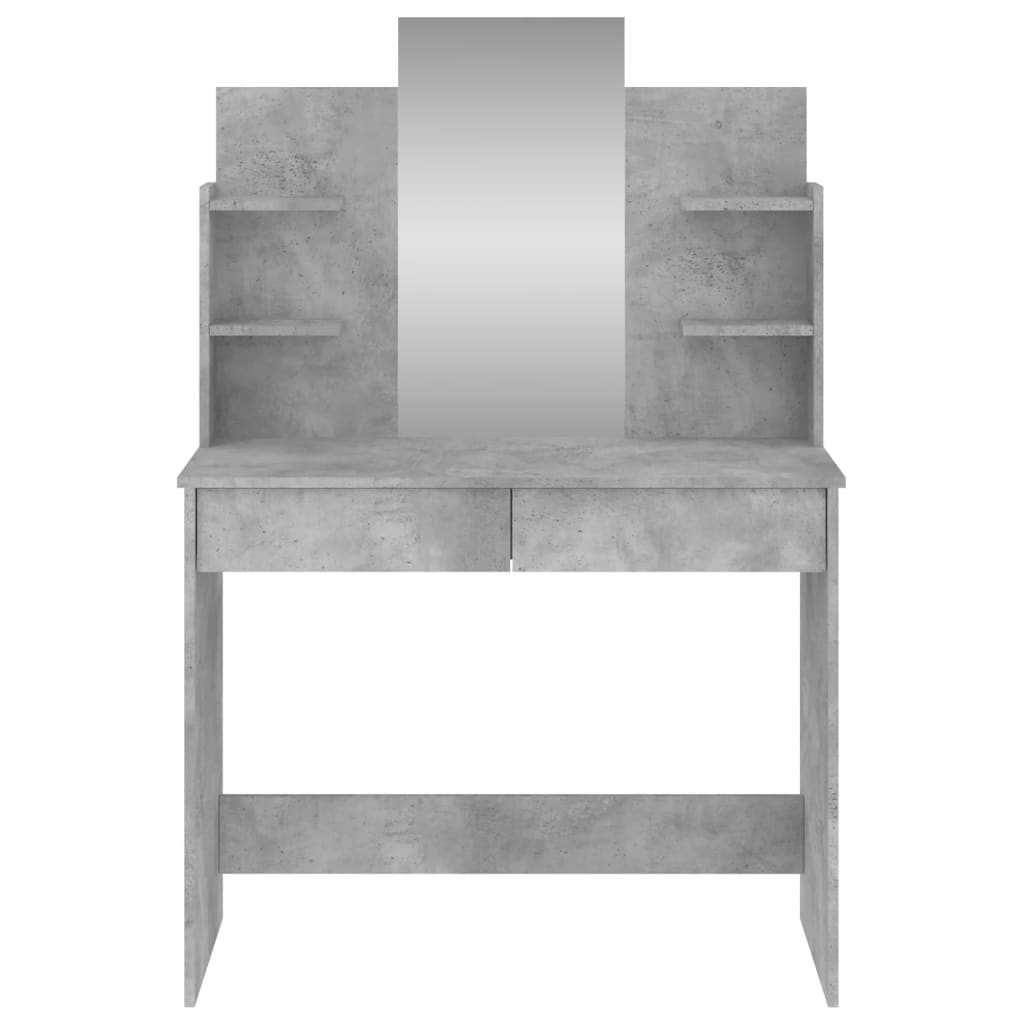 vidaXL Dressing Table with Mirror Concrete Grey 96x39x142 cm