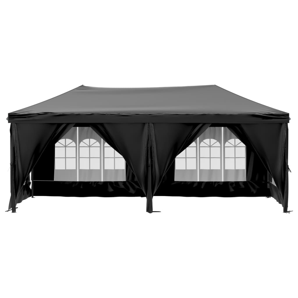 vidaXL Folding Party Tent with Sidewalls Black 3x6 m