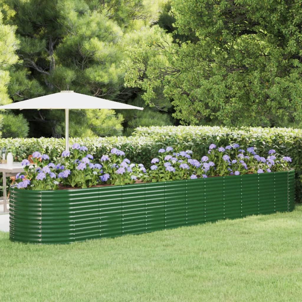 vidaXL Garden Raised Bed Powder-coated Steel 507x100x68 cm Green