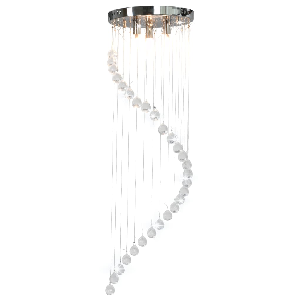 vidaXL Ceiling Lamp with Crystal Beads Silver Spiral G9
