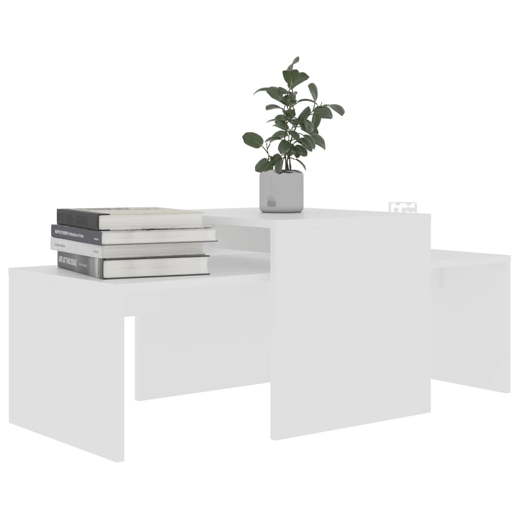 802912 vidaXL Coffee Table Set White 100x48x40 cm Chipboard