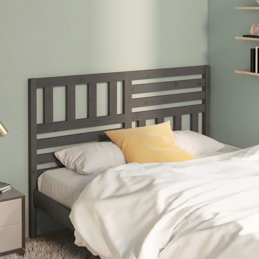 vidaXL Bed Headboard Grey 156x4x100 cm Solid Wood Pine