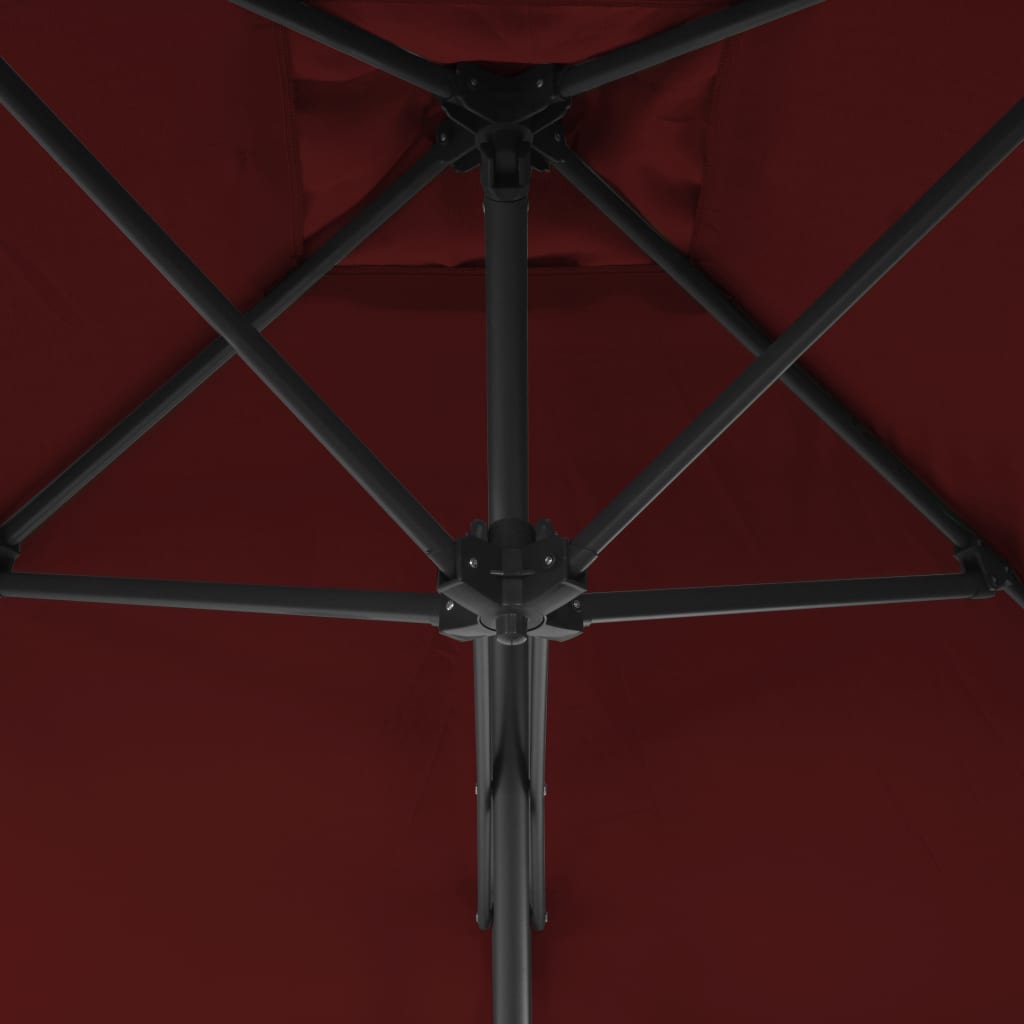 vidaXL Outdoor Parasol with Steel Pole Bordeaux Red 250x250x230 cm