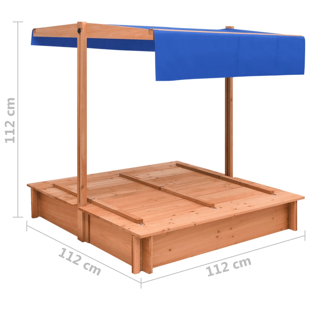 vidaXL Sandbox with Roof Firwood 112x112x112 cm